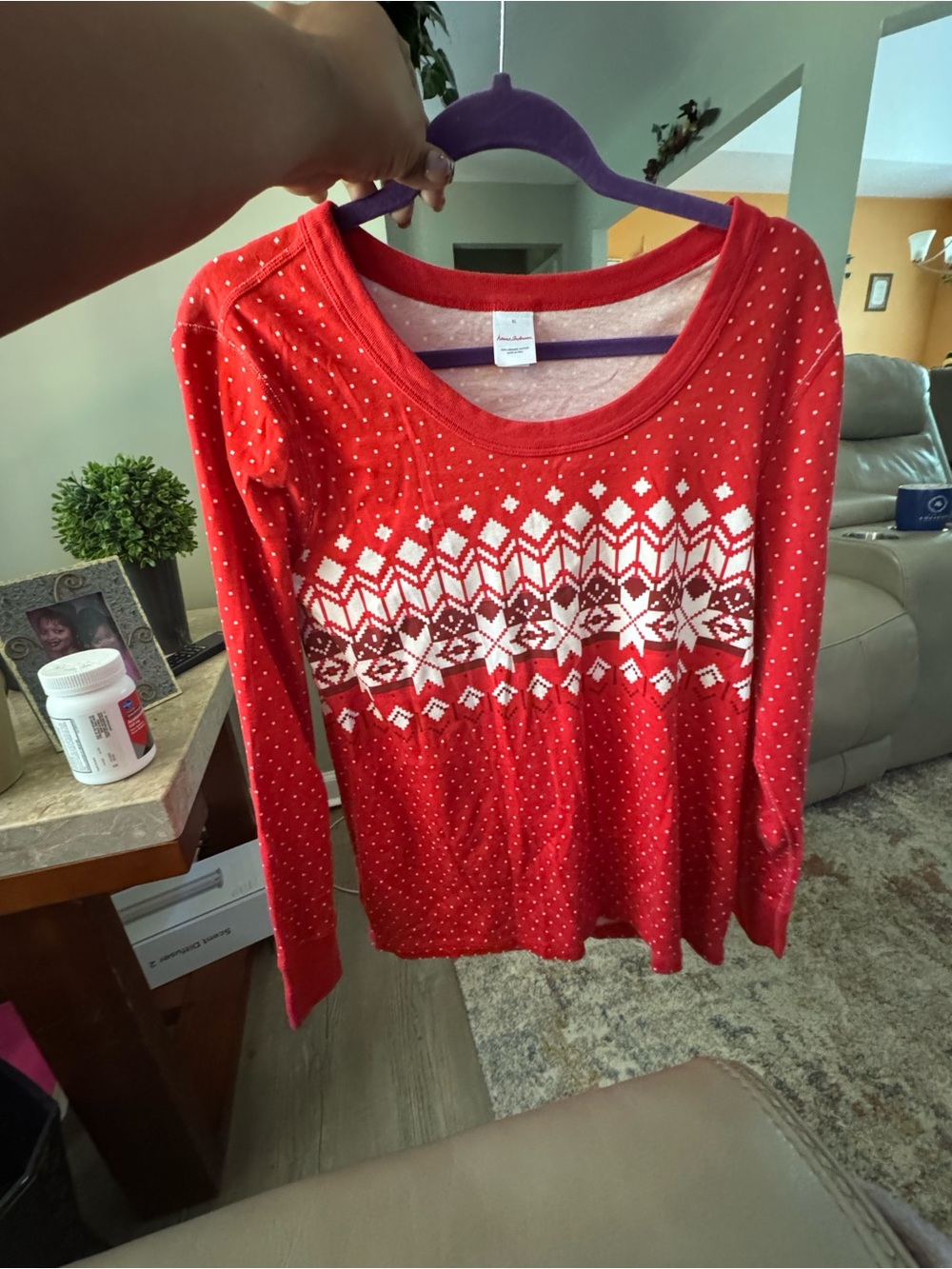 Hanna Andersson Red Fair Isle Scoop-Neck Long Sleeve pajama set